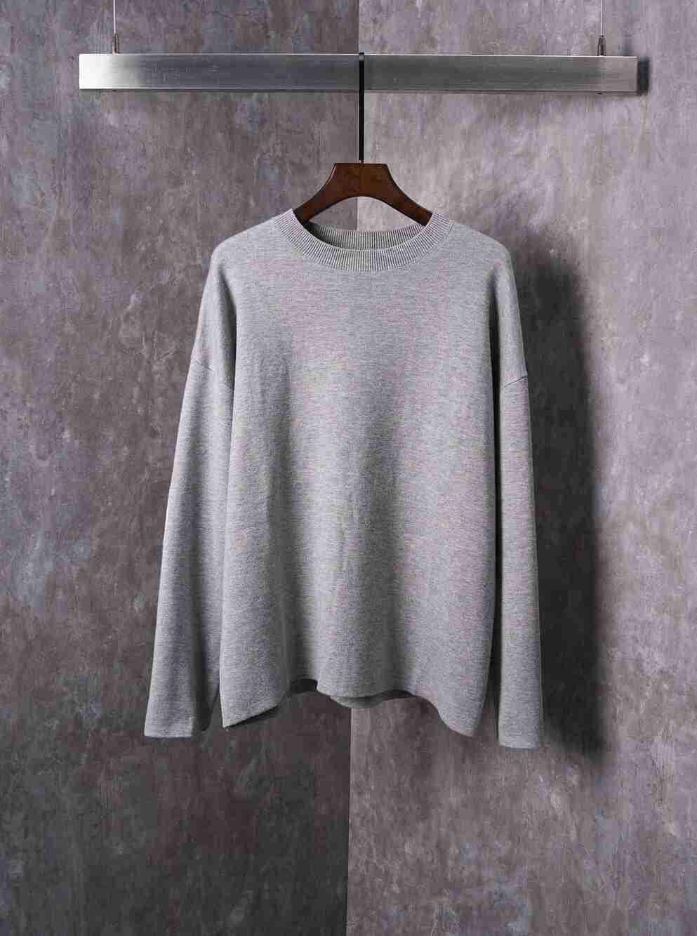 Loewe Light Grey Crew Neck Knit Sweater